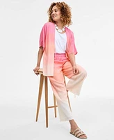 Jm Collection Womens Ombre Plisse Kimono Plisse Wide Leg Pants Exclusively At Macys
