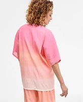 Jm Collection Women's Ombre Crinkle Tie-Front Jacket, Exclusively at Macy's