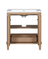 30" Freestanding Resin Sink Vanity Set with Drawer and Cabinet