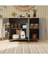 Geometric Kitchen Island with Drop Leaf, Storage, and Towel Rack