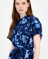 Tommy Hilfiger Women's Floral-Print Belted Blouse