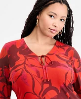 Bar Iii Plus Printed Mesh Mini Dress