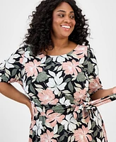 Kasper Plus Floral-Print Midi Dress
