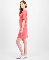 Tommy Hilfiger Women's Cotton Boat-Neck Tie-Sleeve Dress