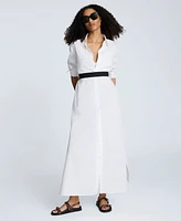 Kenneth Cole Women's Long-Sleeve Maxi Shirtdress