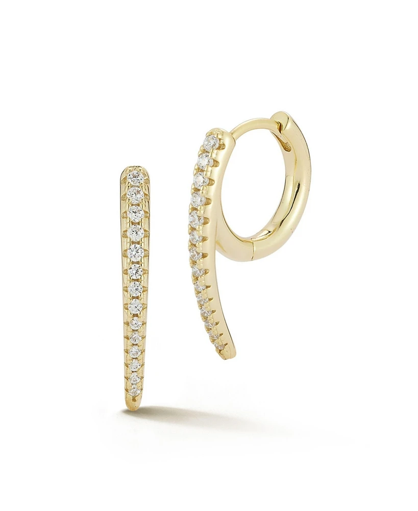 Rachel Zoe 14K Gold Plated Sterling Silver Pave Curve Huggie Hoop Earrings
