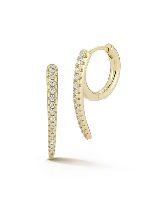Rachel Zoe 14K Gold Plated Sterling Silver Pave Curve Huggie Hoop Earrings
