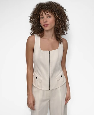 Dkny Women's Weathered Zip-Up Vest