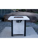 25" Outdoor Propane Fire Pit Table: 50,000 Btu with Charcoal Grain Design