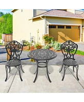 3-Piece Set Of All-Weather Cast Aluminum Dining Furniture Set With Black Frame