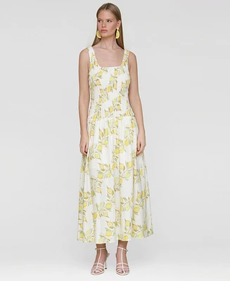 Avec Les Filles Women's Printed Smocked Drop-Waist Maxi Dress