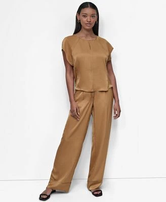 Dkny Womens Glazed Dressing Flutter Sleeve Top Pants