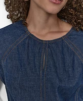 Dkny Women's Cotton Seamed Light-Weight Denim Top