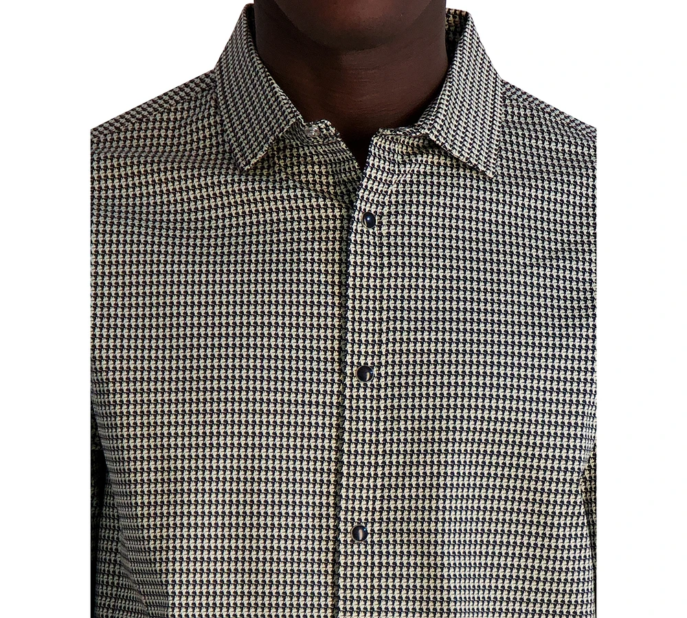 Karl Lagerfeld Paris Men's Woven Houndstooth Shirt
