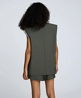 Kenneth Cole Women's Luxe Twill Sleeveless Blazer