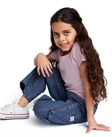 Calvin Klein Toddler and Little Girls 2-Piece Ribbed Square Neck T-Shirt Wide Leg Denim Pant Set