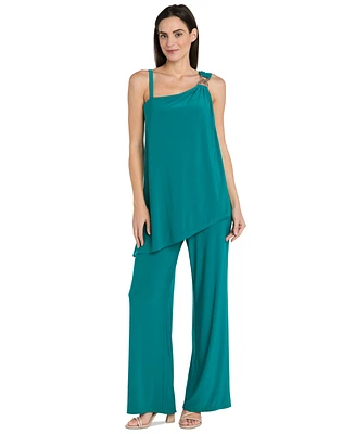R & M Richards Plus Asymmetric Overlay Jumpsuit