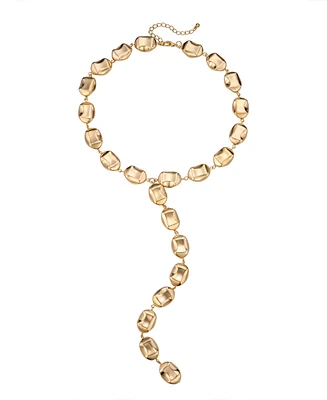 Macy's Round Stone 'Y' 14K Gold Plate Necklace