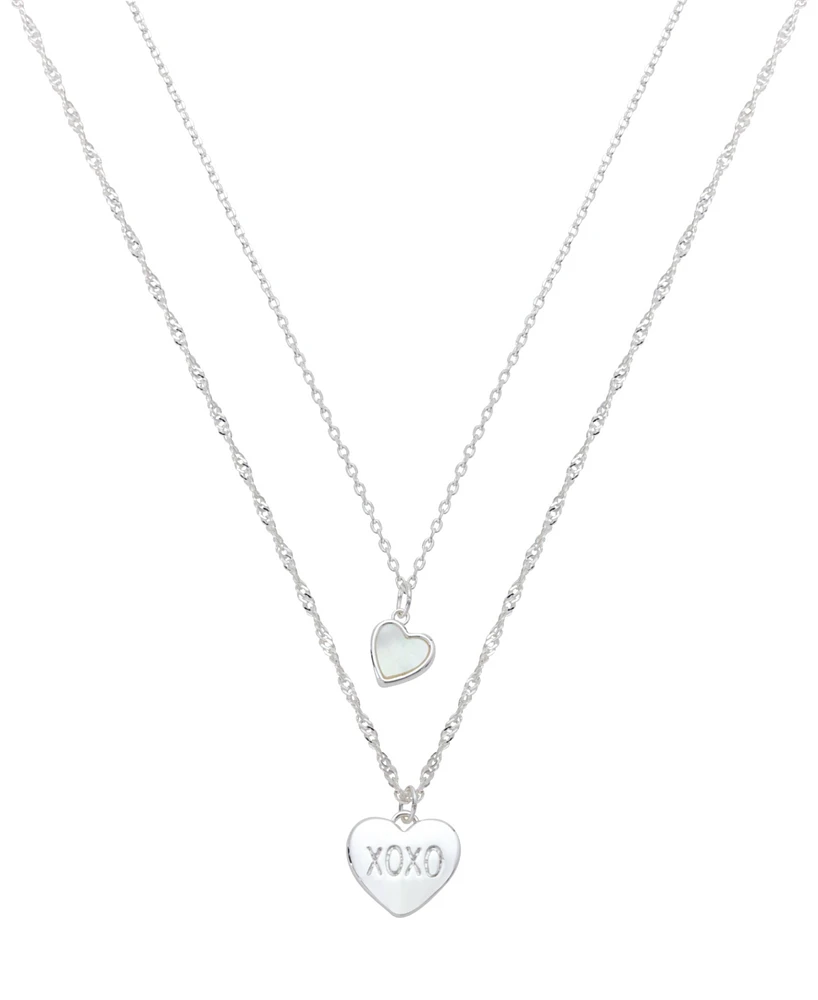 Unwritten Mother of Pearl Heart "Xoxo" Layered Necklace Set