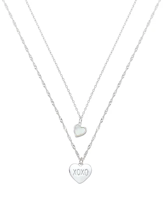 Unwritten Mother of Pearl Heart "Xoxo" Layered Necklace Set