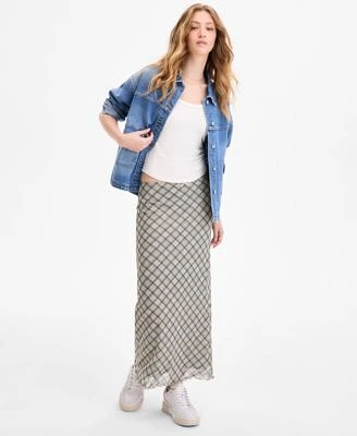 Celebrity Pink Juniors Oversized Denim Shirt Jacket Hippie Rose Juniors Scoop Neck Cap Sleeve T Shirt Plaid Maxi Skirt