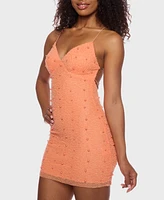 Alex & Sophia Juniors' Embellished Open-Back Bodycon Dress