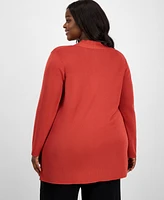 Anne Klein Plus Open-Front Napa Cardigan