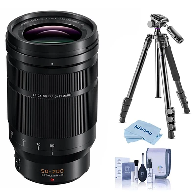 Panasonic Lumix G Leica Dg Vario-Elmarit 50-200mm f/2.8-4 Aspherical Lens for Micro Four Thirds, Bundle with Takama Flip-Zip 4-Section Photo Tripod/Mo