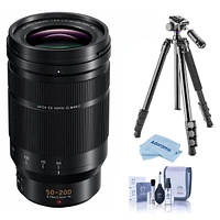 Panasonic Lumix G Leica Dg Vario-Elmarit 50-200mm f/2.8-4 Aspherical Lens for Micro Four Thirds, Bundle with Takama Flip-Zip 4-Section Photo Tripod/Mo