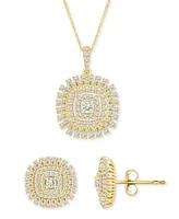 Diamond Openwork Cluster 18" Pendant Necklace (1 ct. t.w.) in 10k Gold, Exclusively at Macy's