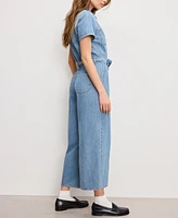 Good American Women's Fit For Success Denim Cropped Jumpsuit
