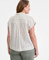 Liverpool Los Angeles Trendy Plus Sleeveless Dolman Camp Shirt