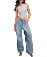 Good American Women's Lite Linen Denim Parachute Pants