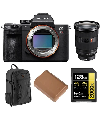Sony Alpha a7R Iv Mirrorless Camera (V2) with Fe 24-70mm f/2.8 Gm Lens, Bundle with Alpine 200 Backpack, 128GB Memory Card and Np-FZ100 Battery