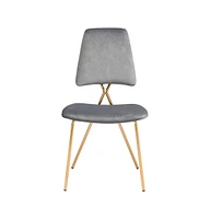 Set of Two Open Back Velvet Dining Side Chairs for Home Dining or Kitchen