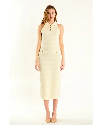 endless rose Women's Crochet Knit Midi Dress