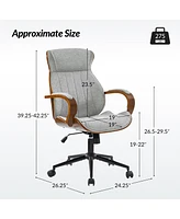 Nuria Office Chair 360-Degree Swivel with Solid Wood Armrests
