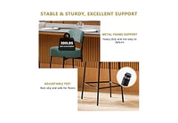 Dyhome Bar Stools Set of 3, 24 Inches Modern Counter Height with Curved Back Metal Legs, Upholstered Boucle Barstools for Kitchen Island, C