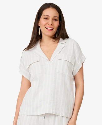 Cable & Gauge Women's Linen Blend Camp Shirt