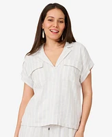 Cable & Gauge Women's Linen Blend Camp Shirt