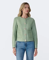 Furniq Uk Women's Cropped Leather Jacket