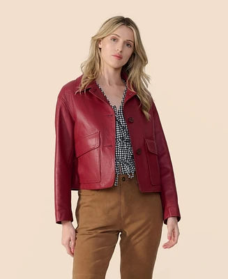 Furniq Uk Women's Cropped Leather Jacket, Created for Macy's