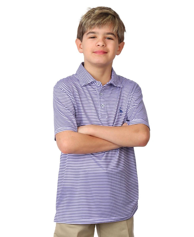 Tailorbyrd Boys Multi Stripes Printed Performance Short Sleeve Polo