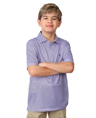 Tailorbyrd Boys Multi Stripes Printed Performance Short Sleeve Polo