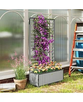 Outsunny Raised Garden Bed, Planter Box with Trellis, Removable Pots,