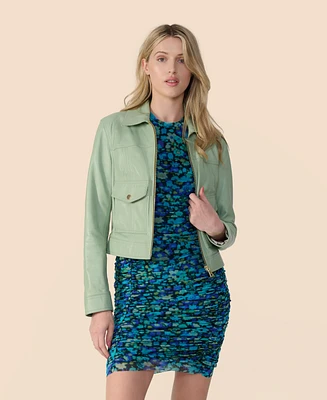 Furniq Uk Women's Bomber Leather Jacket, Created for Macy's
