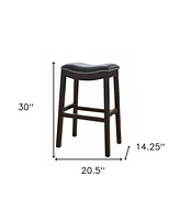Faux Leather and Solid Wood Backless Bar Height Chair