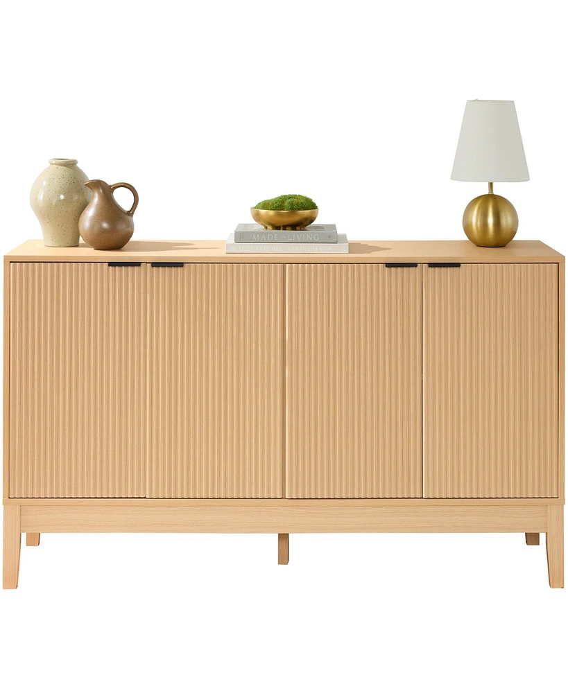 Best Choice Products 4-Door Reeded Storage Cabinet w/ Soft-Close Doors