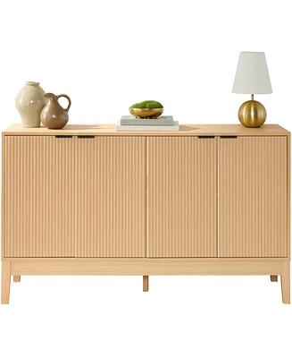 Best Choice Products 4-Door Reeded Storage Cabinet w/ Soft-Close Doors