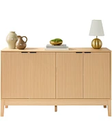 Best Choice Products 4-Door Reeded Storage Cabinet w/ Soft-Close Doors